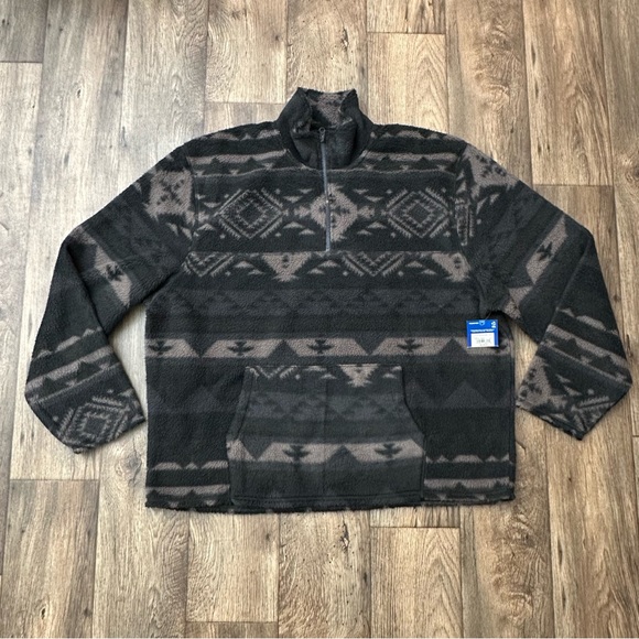 Arizona Fleece Sherpa 1/3 Zip Sweater Young Men Size XXL Black Tribal - Picture 1 of 9